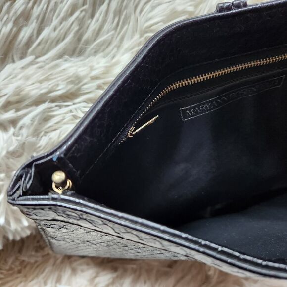 Mary Ann Rosenfeld Clutch Handbag Black Faux Leather 12"Wx8"H Vintage - Picture 6 of 10